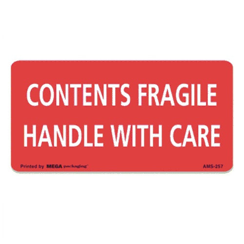 CONTENTS FRAGILE HANDLE WITH CARE label 2" x 4"