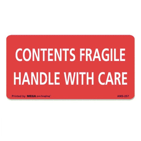 CONTENTS FRAGILE HANDLE WITH CARE label  2" x 4"