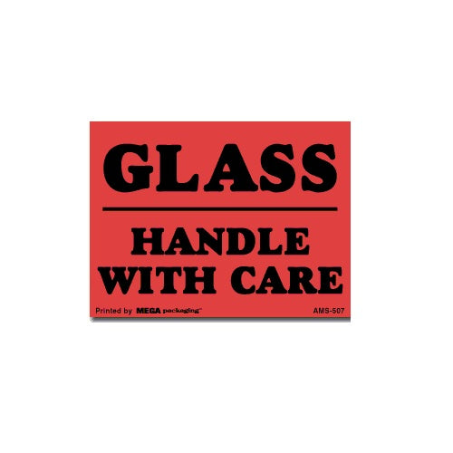 GLASS HANDLE WITH CARE Shipping Label 3" x 4"