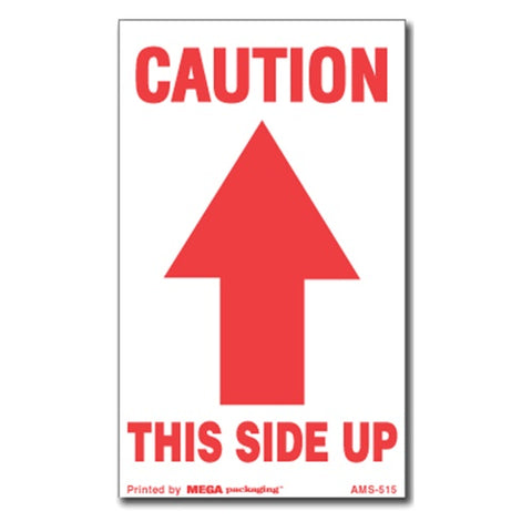 Caution This Side Up with Arrow Up Shipping Label 3" x 5"
